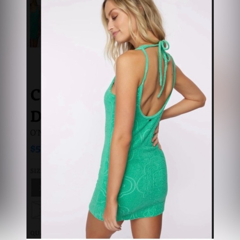 NWT O’Neill Cabana Tile Terry Dress | Kelly Green | Open Back